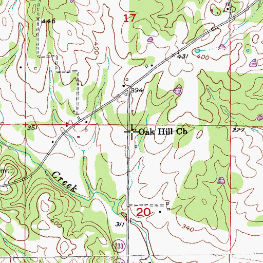 Topographic Map of Oak Hill Church, AR