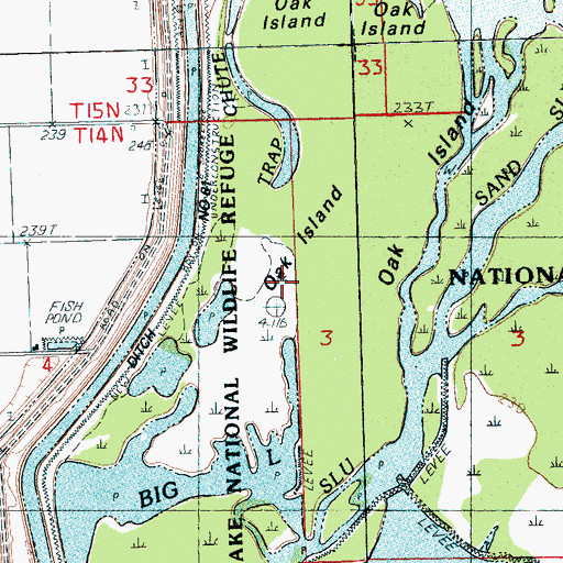 Topographic Map of Oak Island, AR