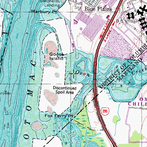 Topographic Map of Oxon Creek, DC