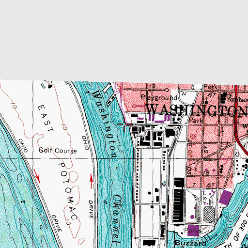 Topographic Map of Washington Channel, DC
