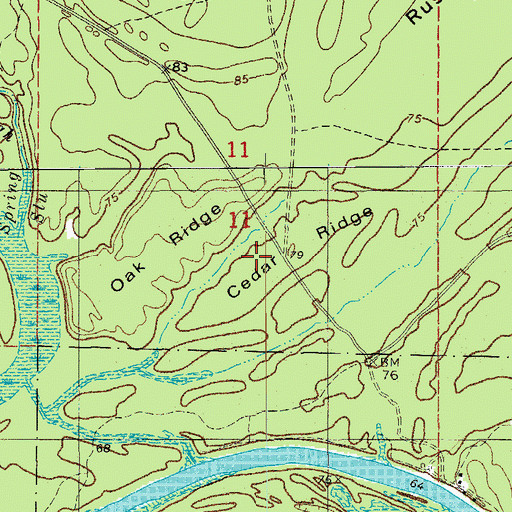 Topographic Map of Oak Ridge, AR