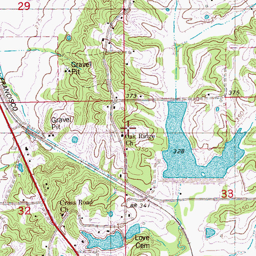 Topographic Map of Oak Ridge Church, AR