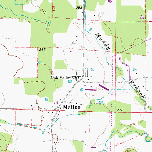 Topographic Map of Oak Valley Church, AR