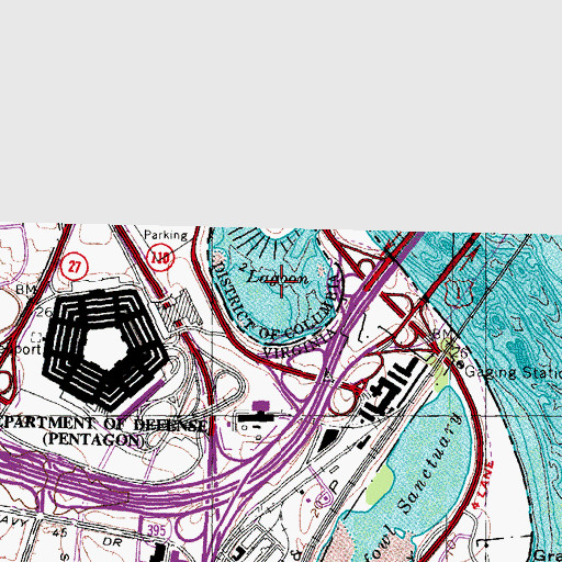 Topographic Map of Pentagon Lagoon Yacht Basin, DC