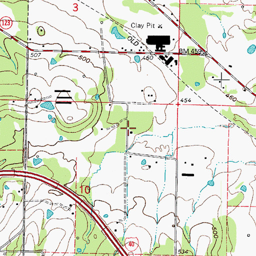 Topographic Map of Oakland Church, AR