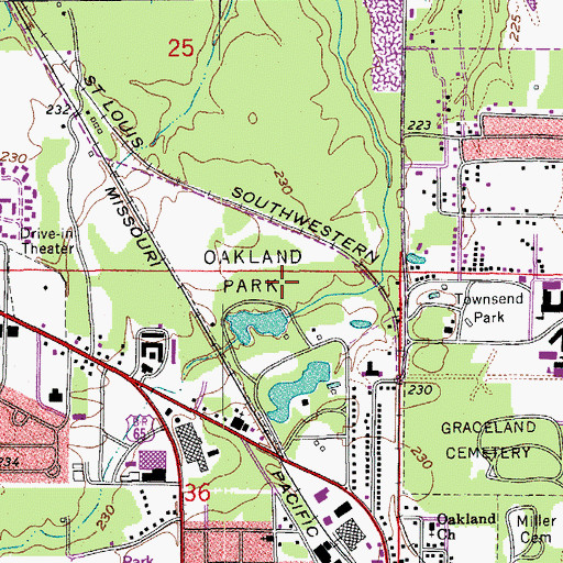 Topographic Map of Oakland Park, AR