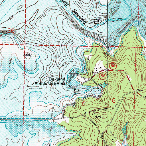 Topographic Map of Oakland Public Use Area, AR