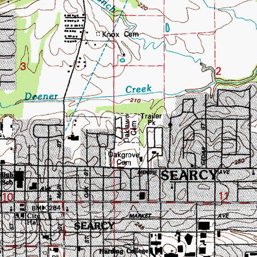 Topographic Map of Oaklawn Cemetery, AR