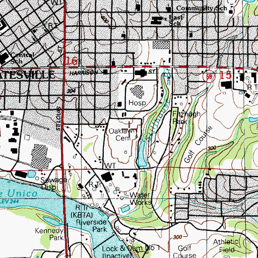 Topographic Map of Oaklawn Cemetery, AR