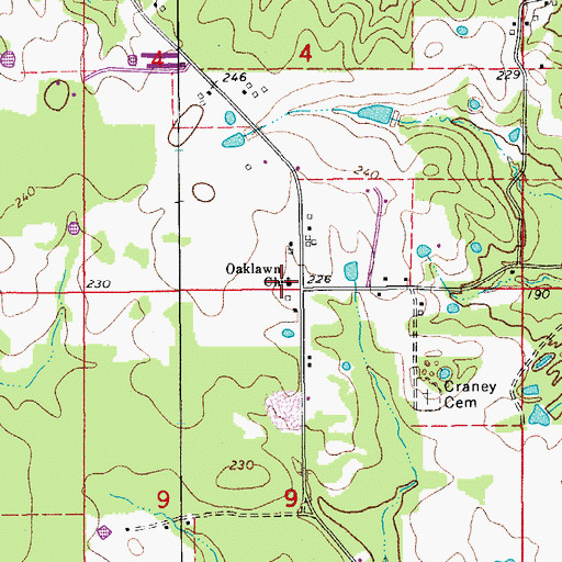 Topographic Map of Oaklawn Church, AR