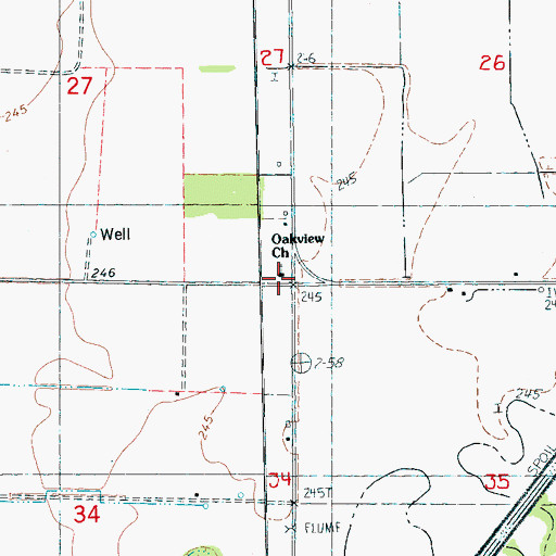 Topographic Map of Oakview Church, AR