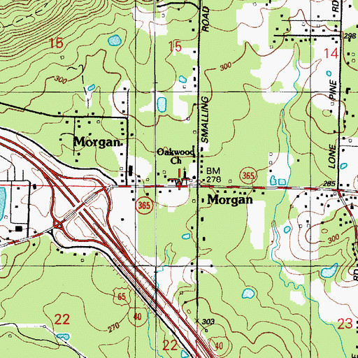 Topographic Map of Oakwood Church, AR