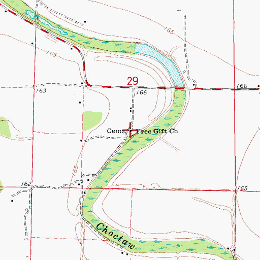 Topographic Map of Oems Free Gift Church, AR
