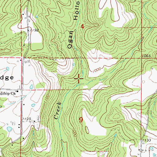 Topographic Map of Ogan Hollow, AR