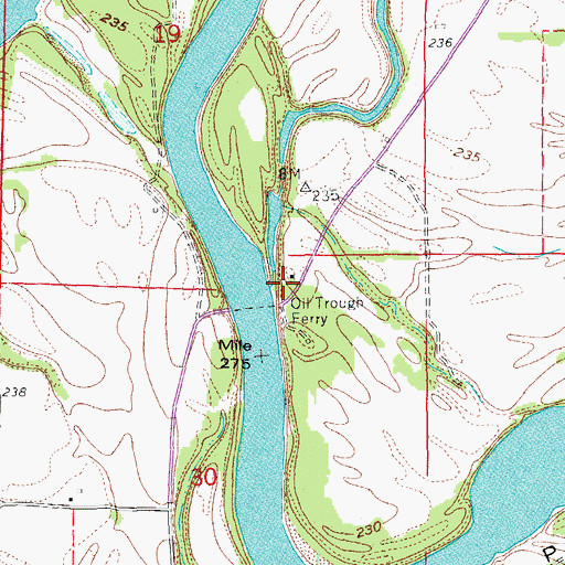 Topographic Map of Oil Trough Ferry (historical), AR