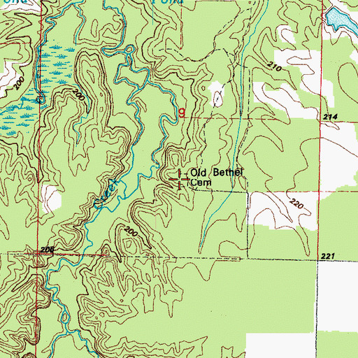 Topographic Map of Old Bethel Cemetery, AR