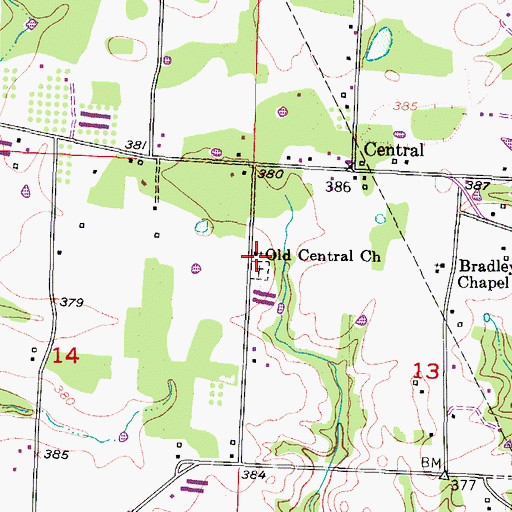 Topographic Map of Old Central Church, AR