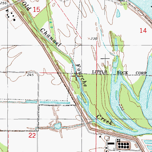 Topographic Map of Old Channel Fourche Creek, AR