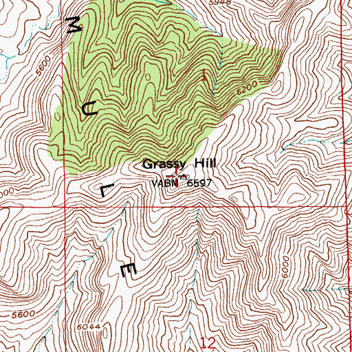 Topographic Map of Grassy Hill, AZ