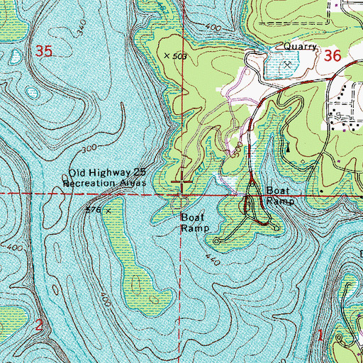 Topographic Map of Old Highway 25 Recreation Areas, AR