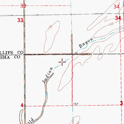 Topographic Map of Old Indian Bayou, AR