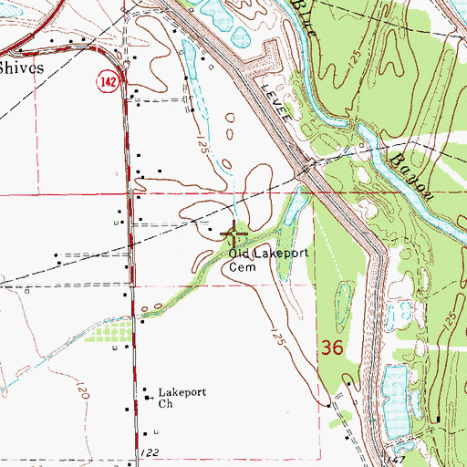 Topographic Map of Old Lakeport Cemetery, AR