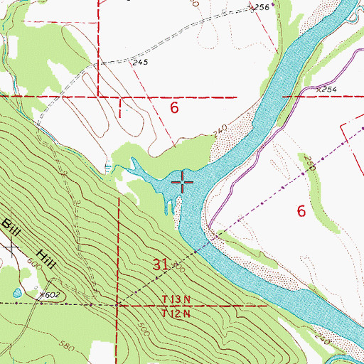 Topographic Map of Old River, AR