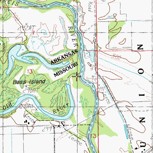 Topographic Map of Old River, AR