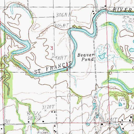 Topographic Map of Old River, AR