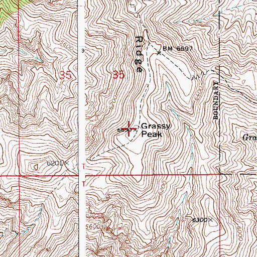 Topographic Map of Grassy Peak, AZ