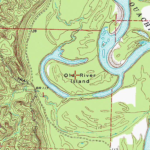 Topographic Map of Old River Island, AR