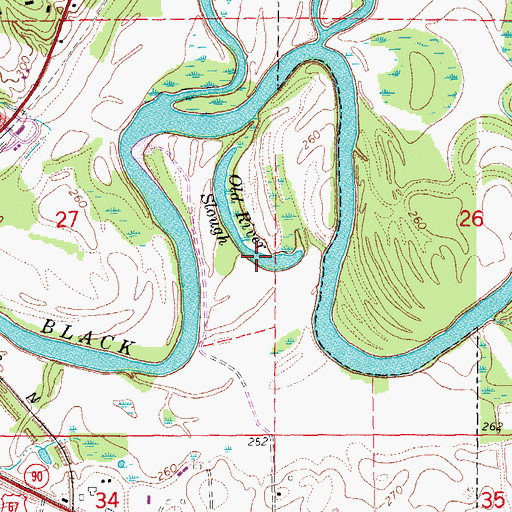 Topographic Map of Old River Slough, AR