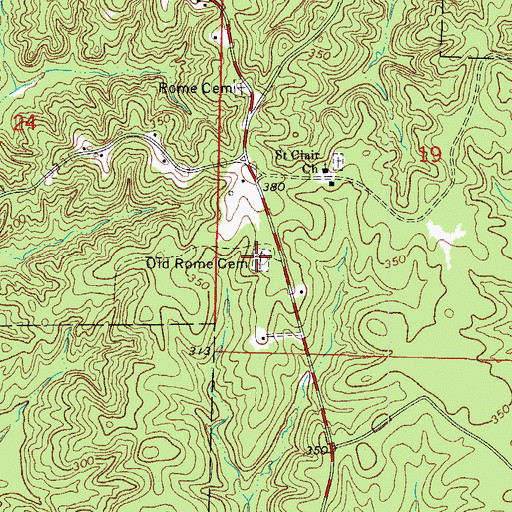 Topographic Map of Old Rome Cemetery, AR