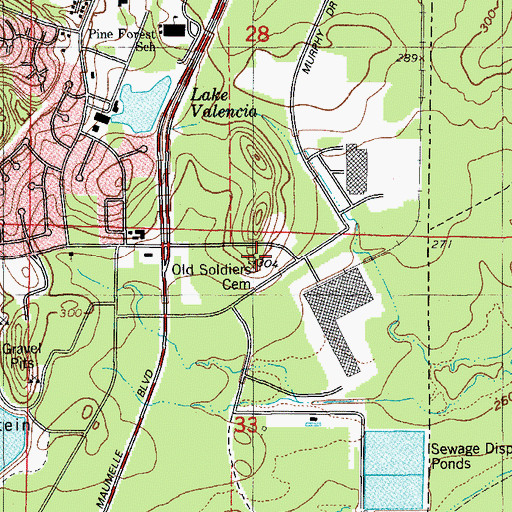 Topographic Map of Old Soldiers Cemetery, AR