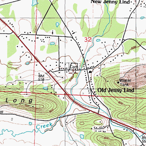 Topographic Map of Old Town Church, AR
