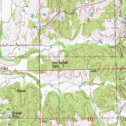 Topographic Map of Old Trinity Cemetery, AR