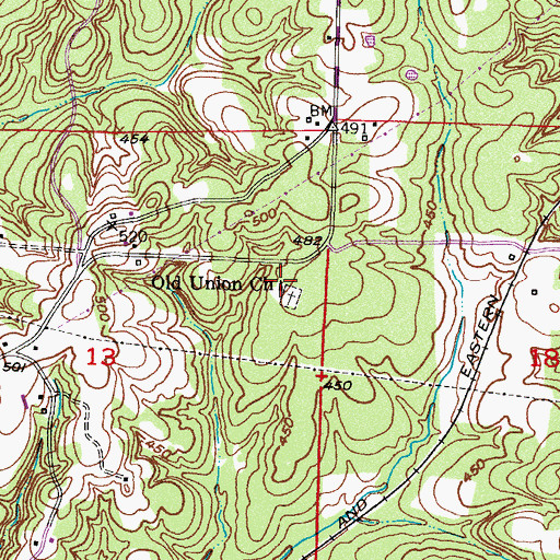 Topographic Map of Old Union Church, AR