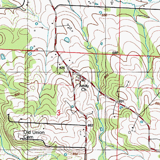 Topographic Map of Old Union Church, AR