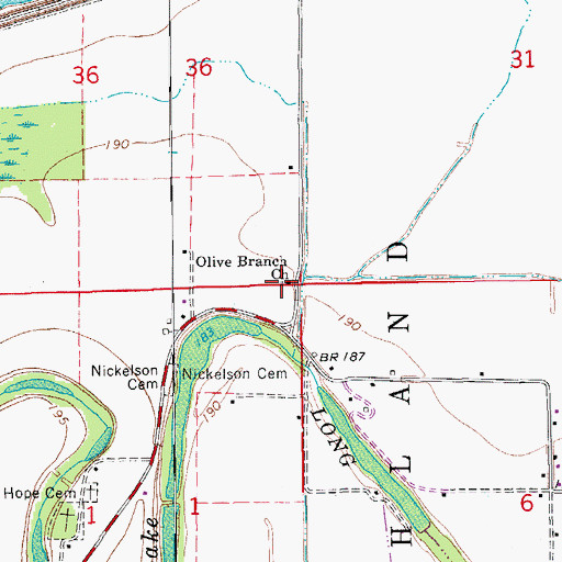 Topographic Map of Olive Branch Church, AR