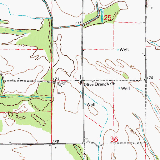 Topographic Map of Olive Branch Church, AR