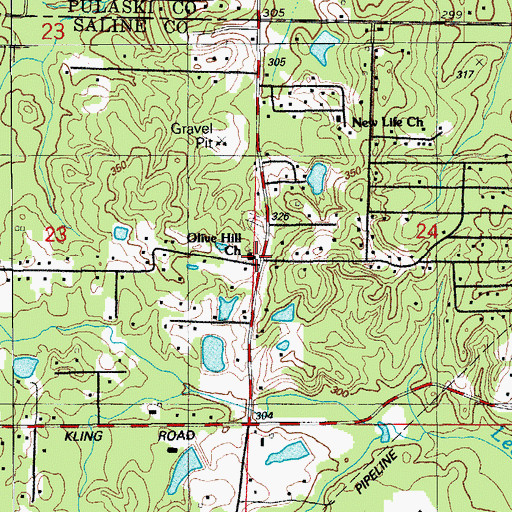 Topographic Map of Olive Hill Church, AR