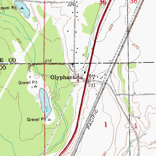 Topographic Map of Olyphant, AR