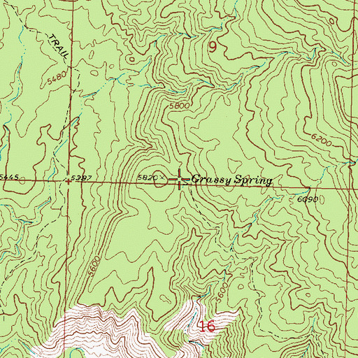 Topographic Map of Grassy Spring, AZ