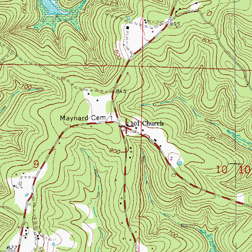 Topographic Map of One Hundred One Church, AR