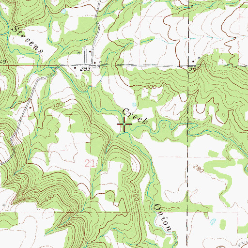 Topographic Map of Onion Creek, AR