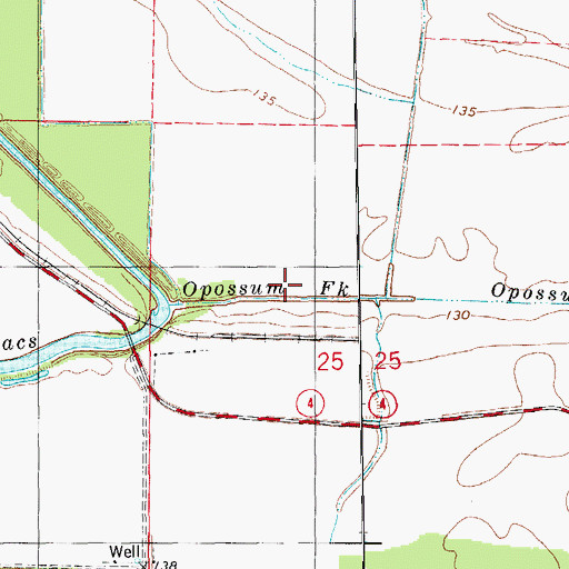 Topographic Map of Opossum Fork, AR