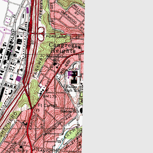 Topographic Map of Ballou Recreation Center, DC