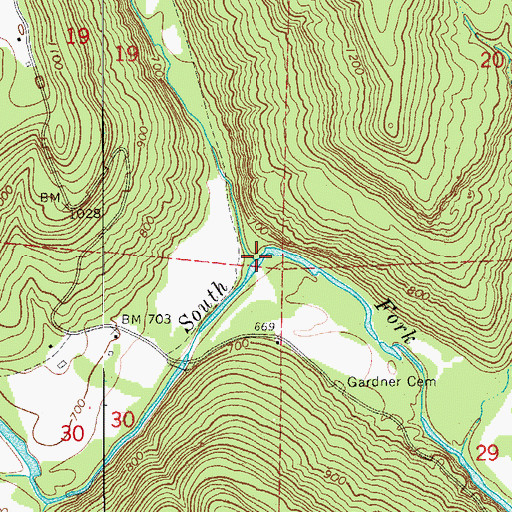 Topographic Map of Opossum Walk Creek, AR