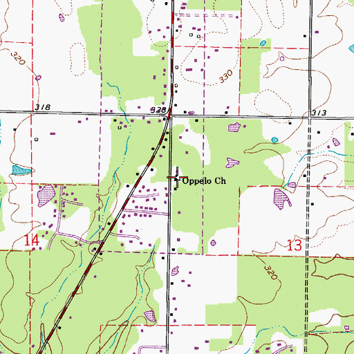 Topographic Map of Oppelo Church, AR