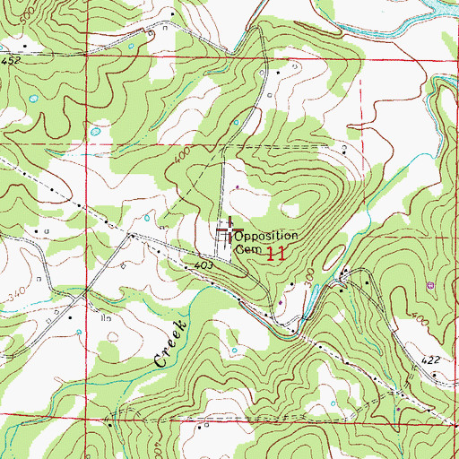 Topographic Map of Opposition Cemetery, AR